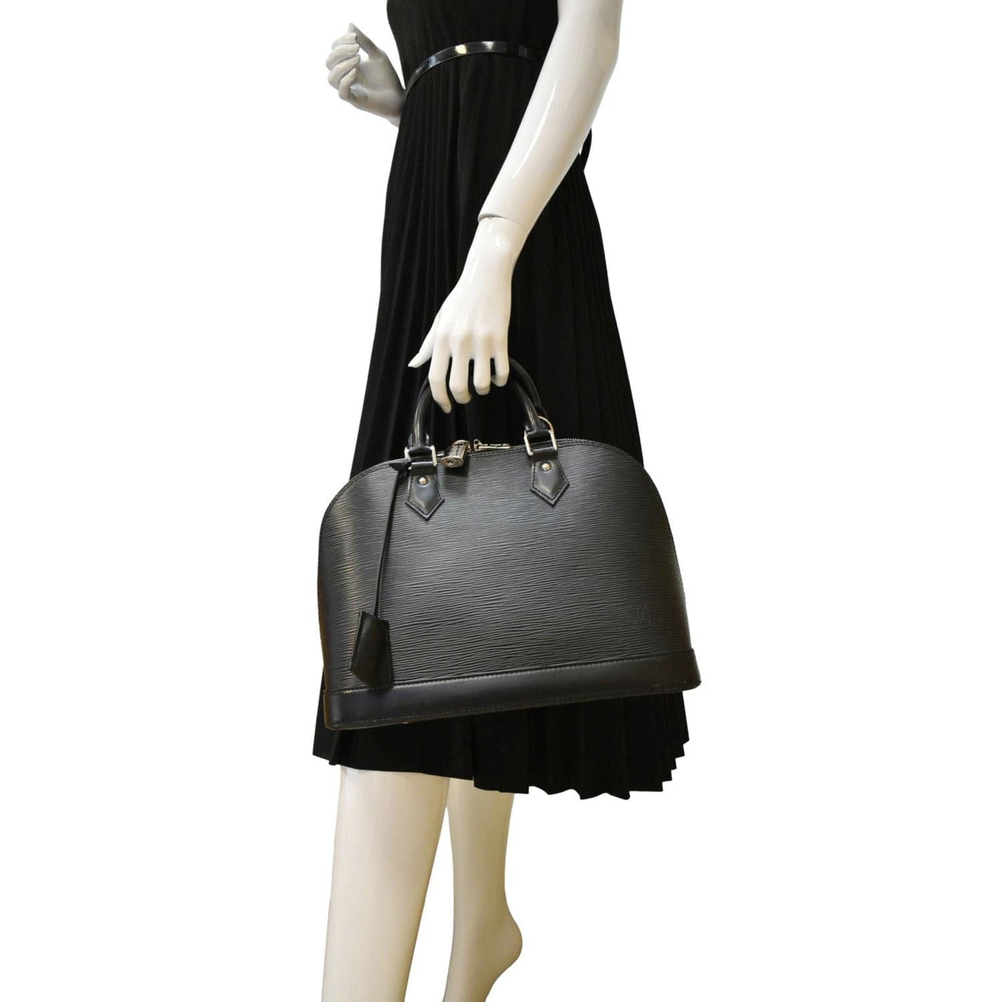 LOUIS VUITTON Alma PM Epi Leather Satchel Bag Black