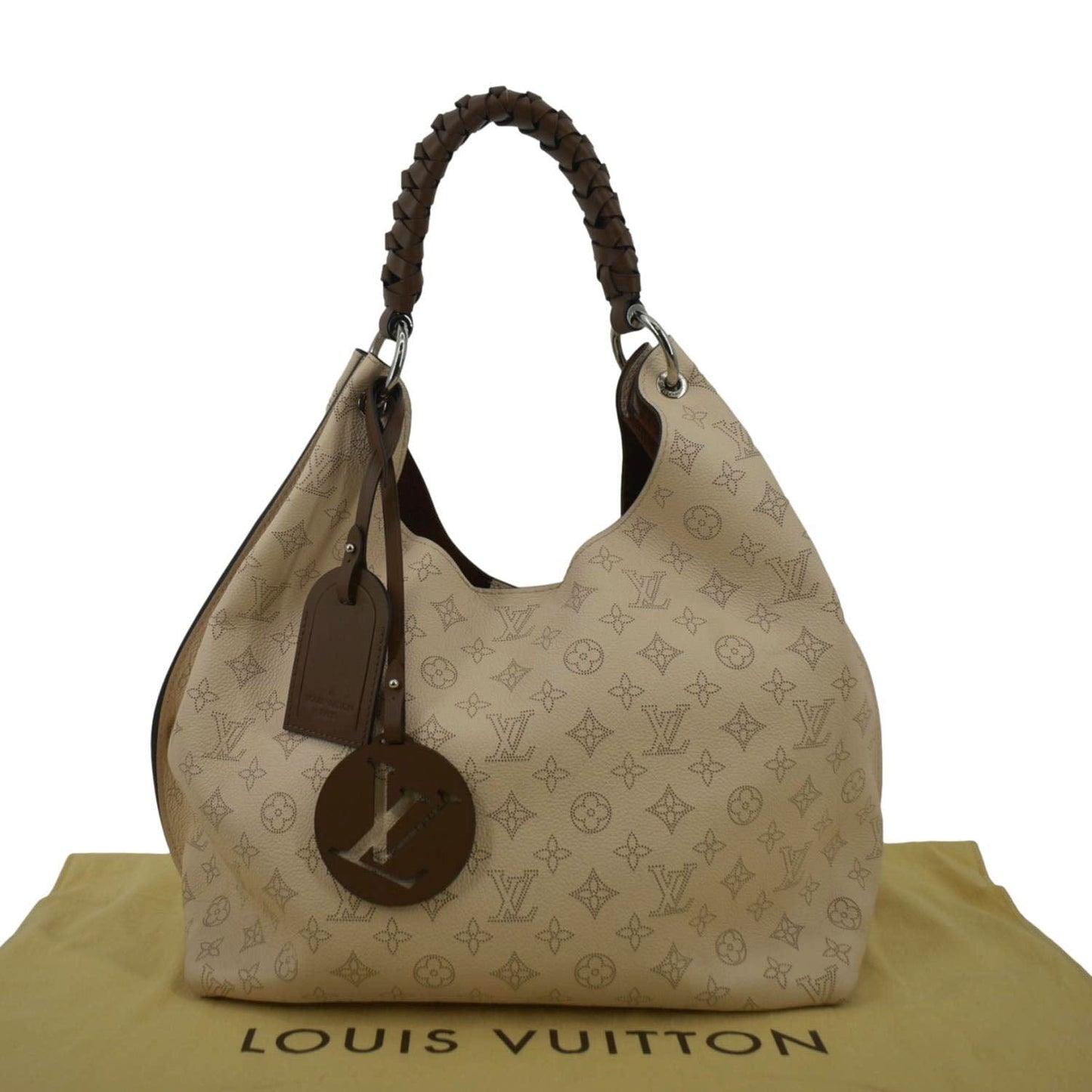 LOUIS VUITTON Carmel Mahina Leather Hobo Bag Creme