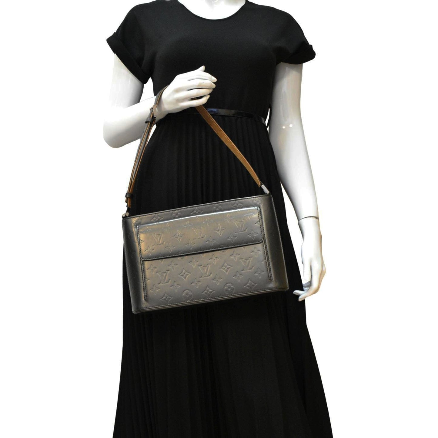 LOUIS VUITTON Alston Monogram Mat Shoulder Bag Black