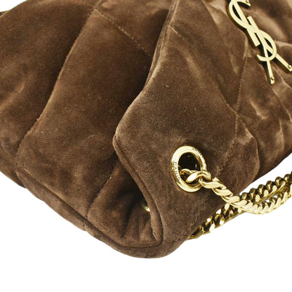 Saint Laurent Loulou Suede Brown Shoulder Bag