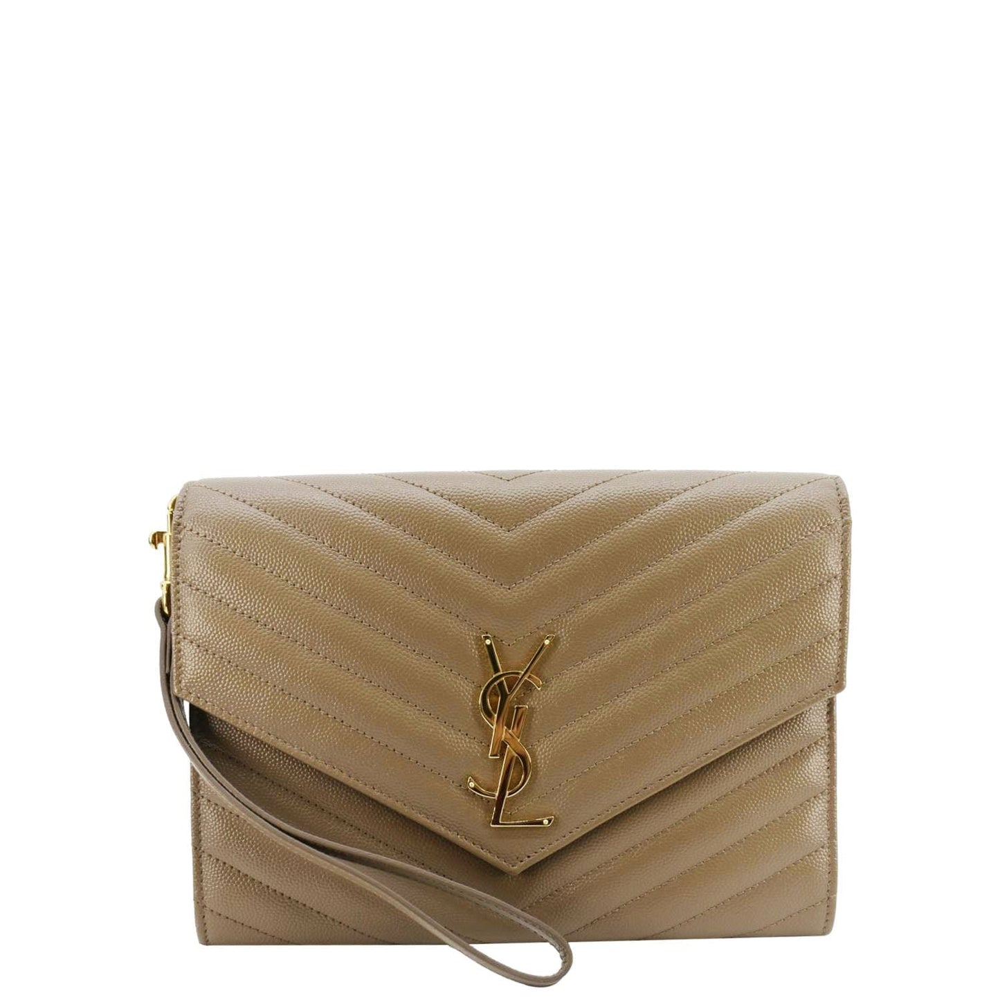 Saint Laurent Cassandre Leather Beige Shoulder Bag Leather