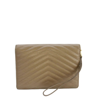 Saint Laurent Cassandre Leather Beige Shoulder Bag Leather