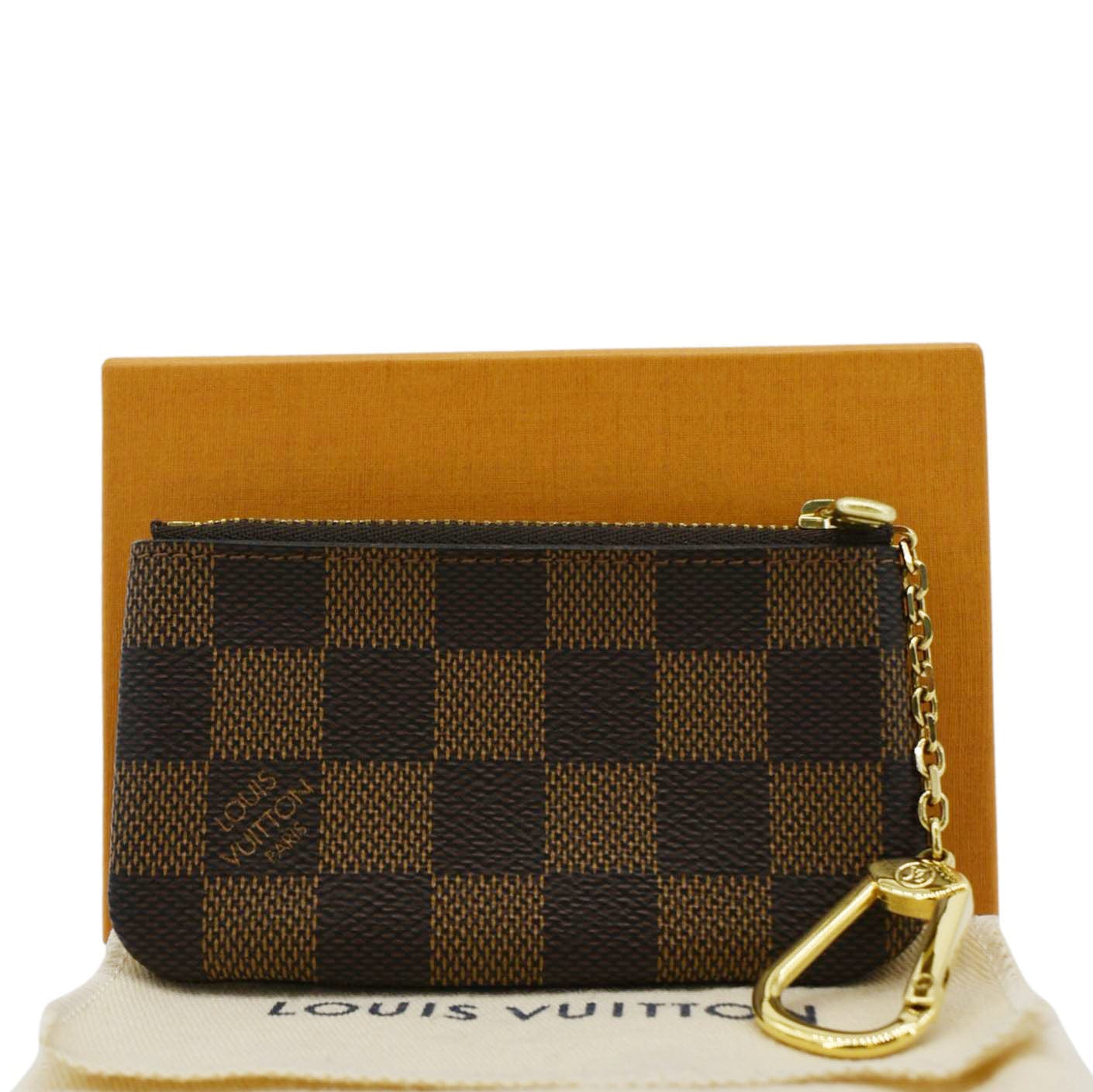 LOUIS VUITTON Pochette Key Cles Damier Ebene Coin Case Brown