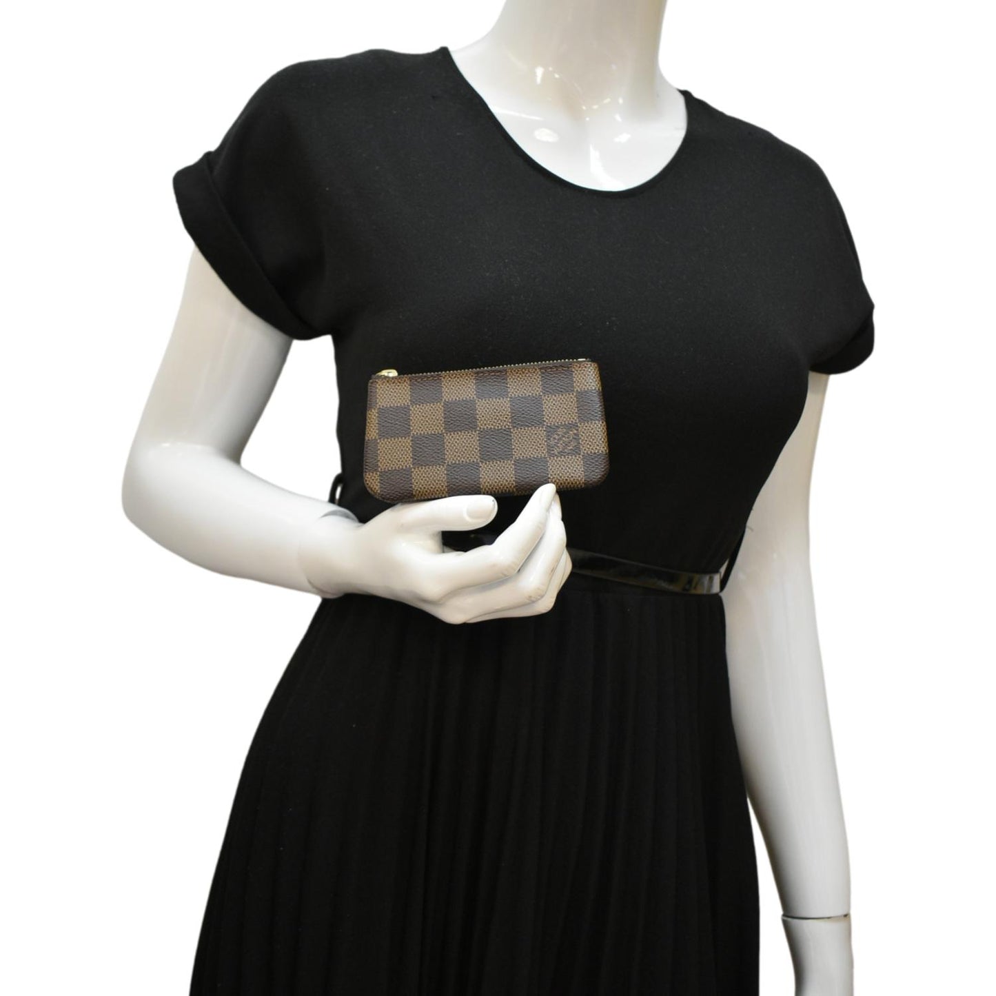 LOUIS VUITTON Pochette Key Cles Damier Ebene Coin Case Brown