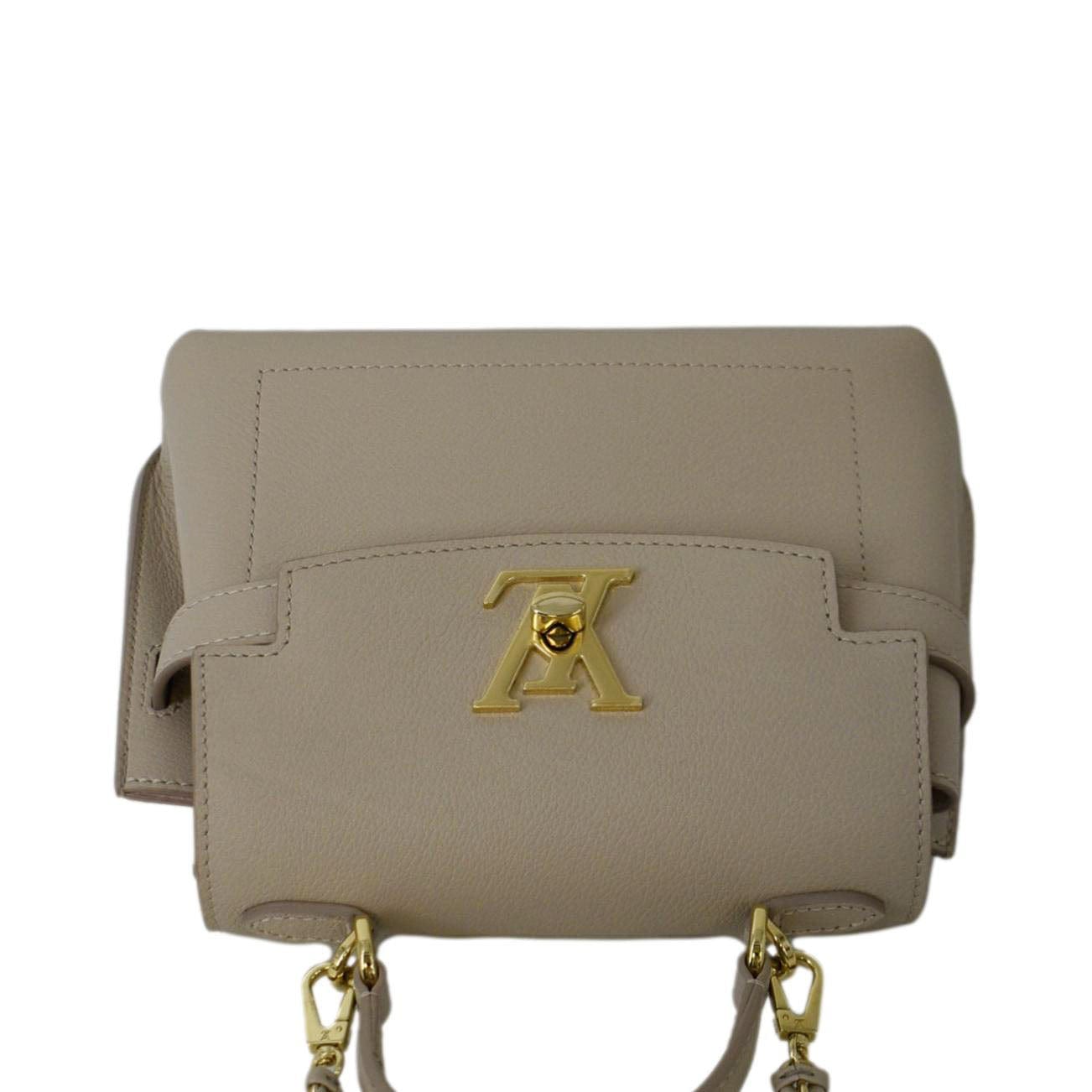 LOUIS VUITTON Mini Lockme Ever Leather Shoulder Bag Greige