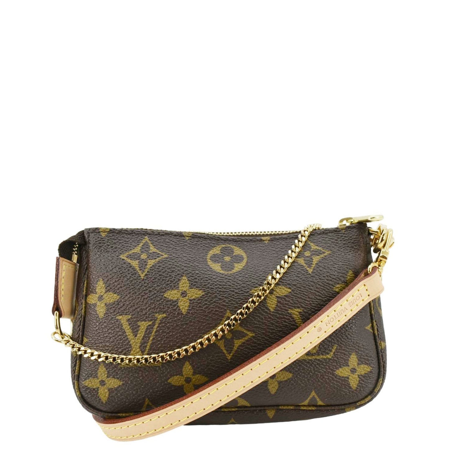LOUIS VUITTON V Pochette Accessories Mini Monogram Canvas Pouch Brown