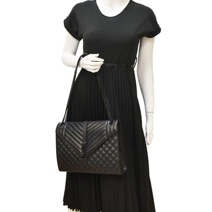 Saint Laurent Envelope Leather Black Shoulder Bag Style 20