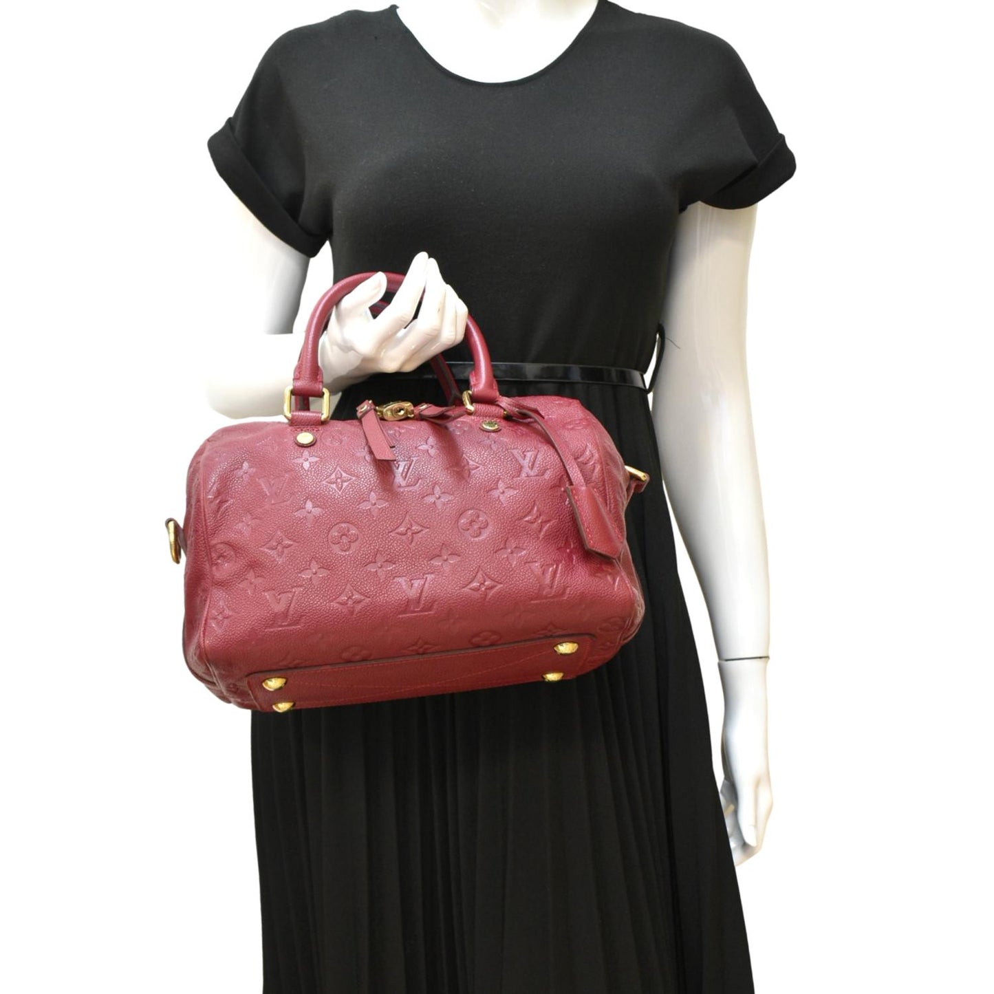 LOUIS VUITTON 25 Bandouliere Monogram Empreinte Crossbody Bag Fuchsia