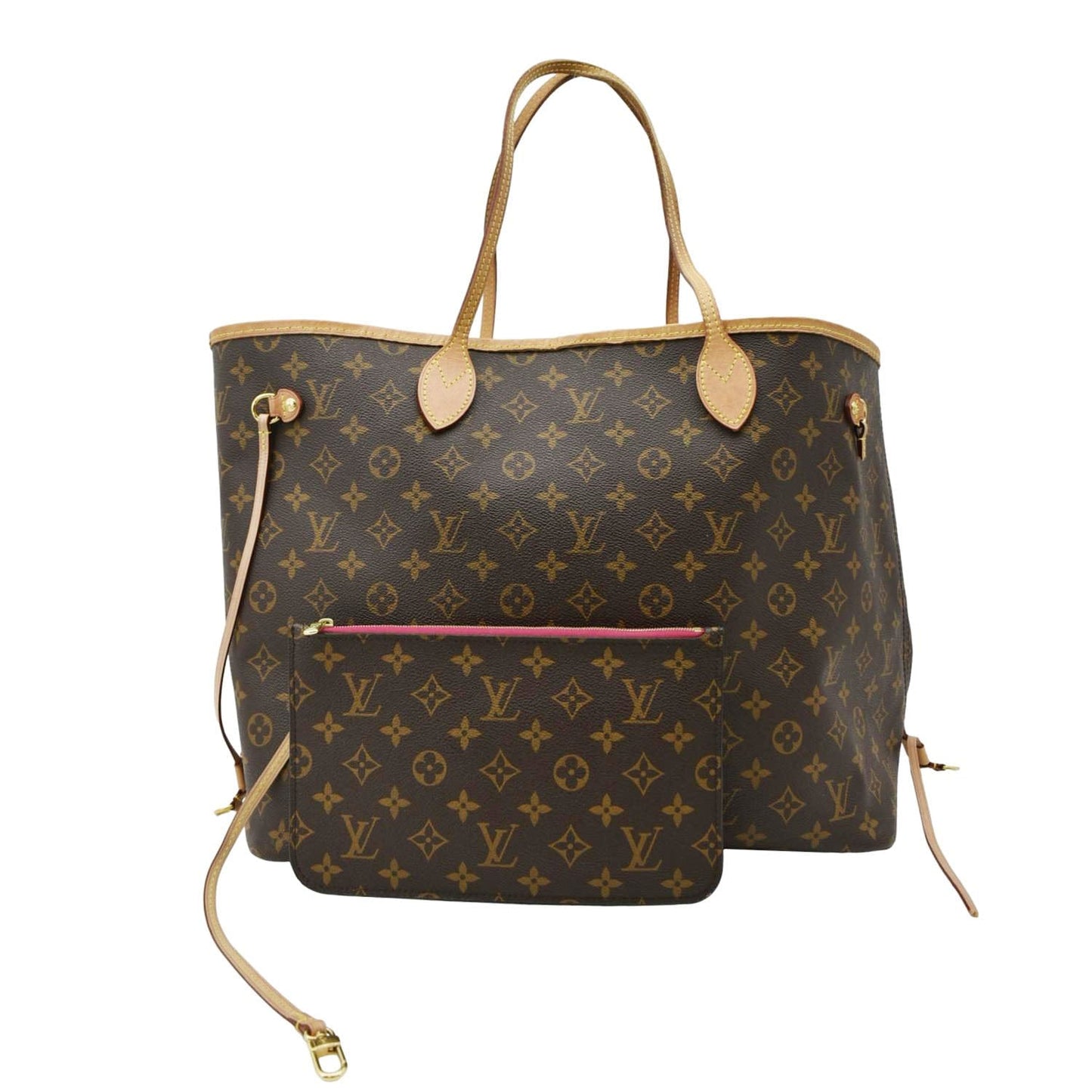 LOUIS VUITTON Neverfull GM Monogram Canvas Shoulder Bag Fuchsia