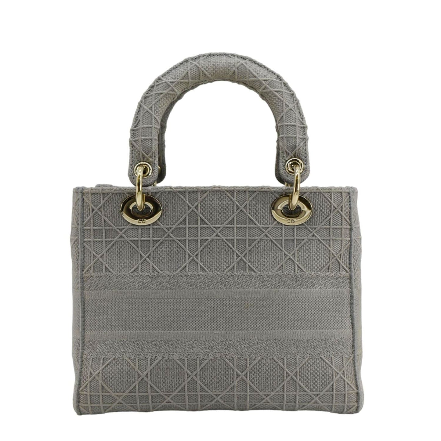 Christian Dior Lady Dior D-Lite Embroidered Cannage Canvas Shoulder Bag Gray