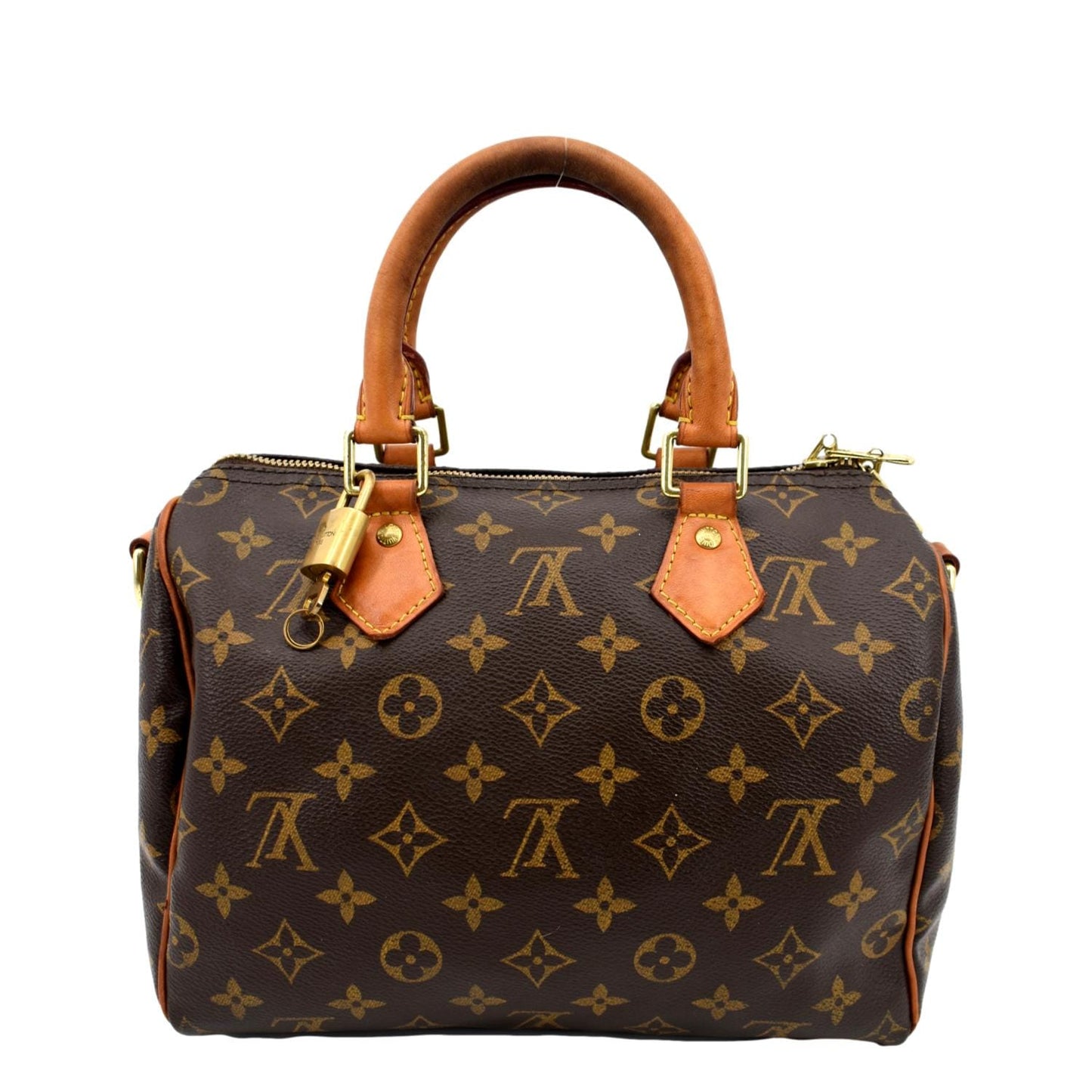 LOUIS VUITTON 25 Monogram Canvas Satchel Bag Brown