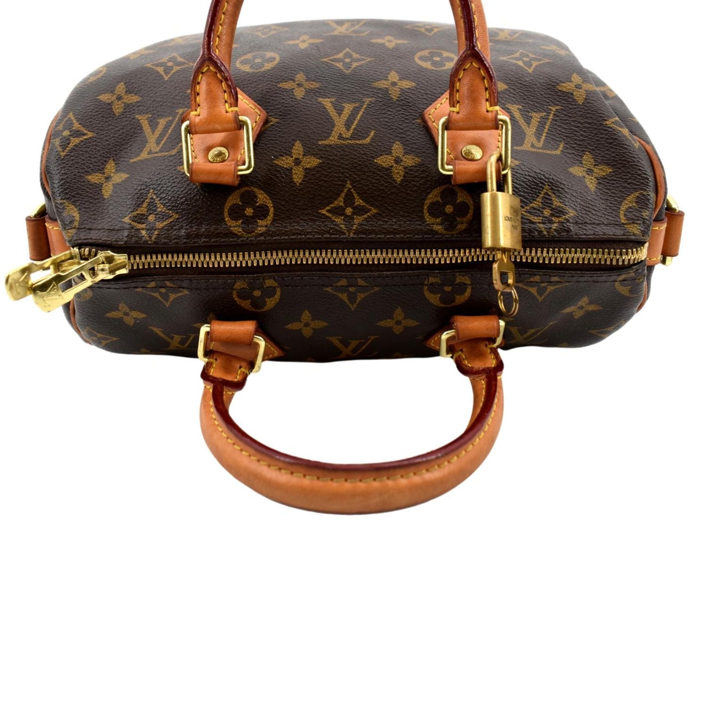 LOUIS VUITTON 25 Monogram Canvas Satchel Bag Brown