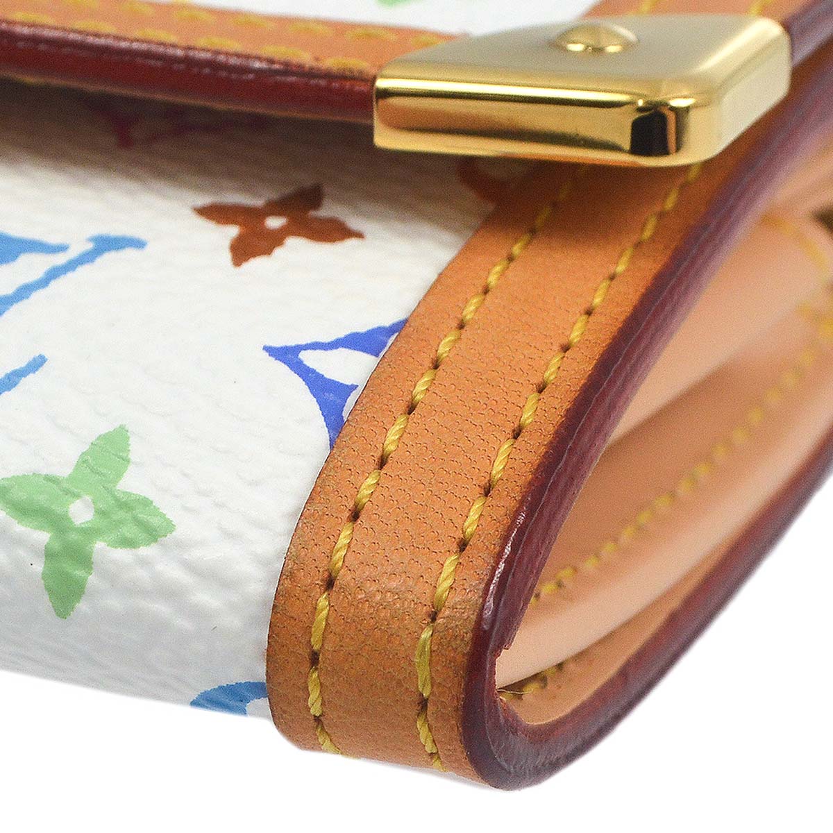 Louis Vuitton 2005 White Multicolor Porte Monnaie Plat Wallet M92657