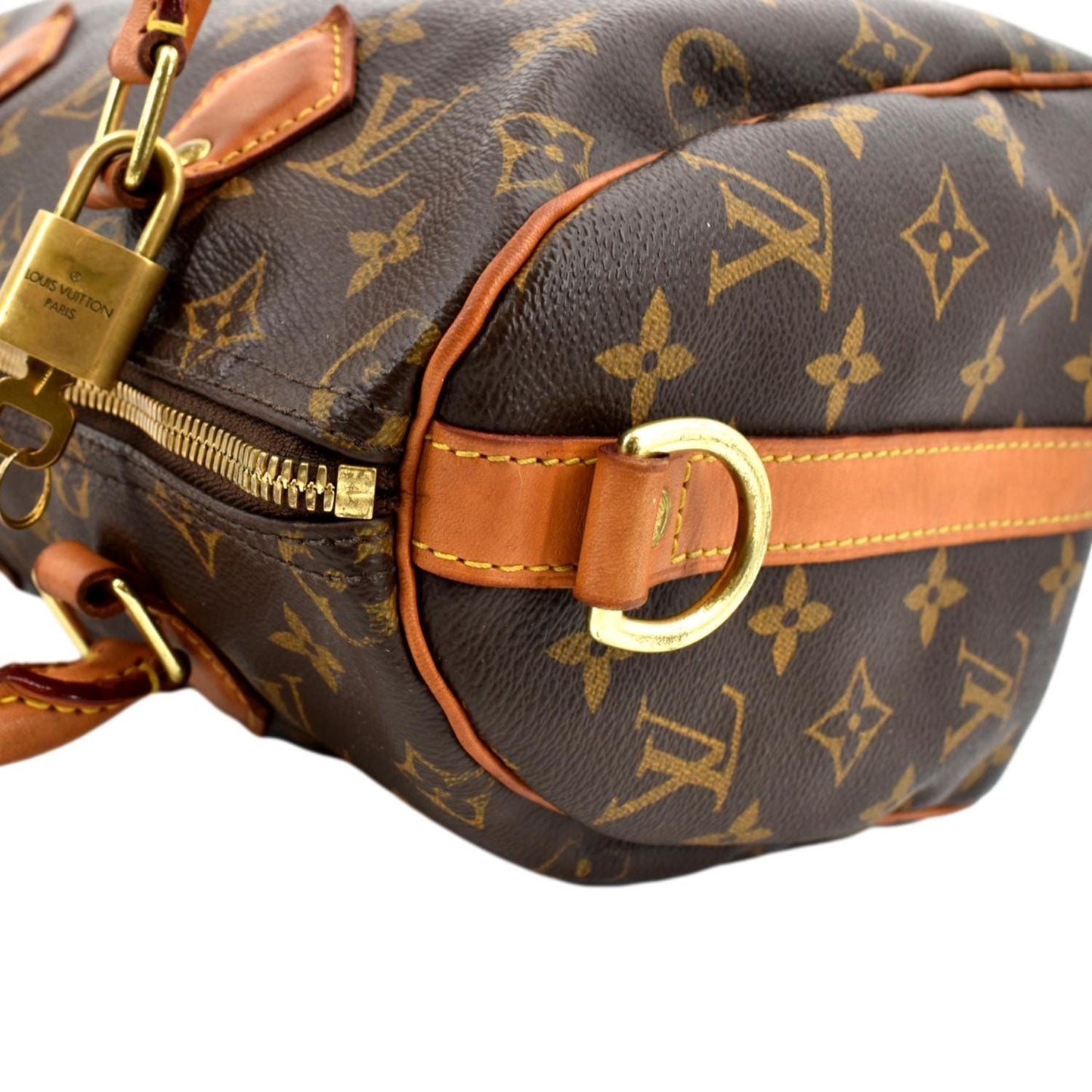 LOUIS VUITTON 25 Monogram Canvas Satchel Bag Brown