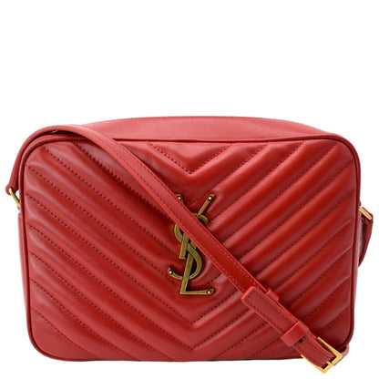 Saint Laurent Lou Leather Red Crossbody Style 4