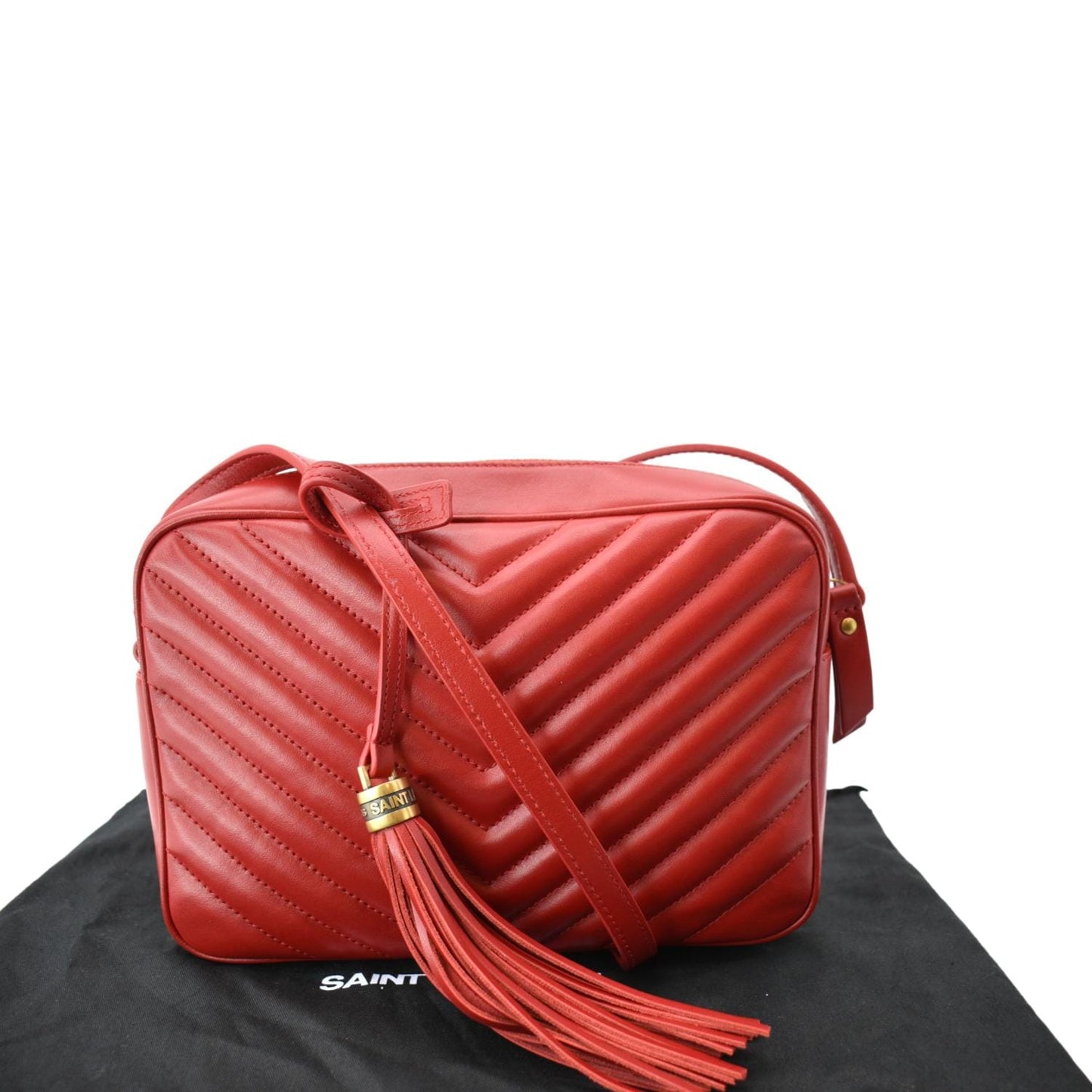 Saint Laurent Lou Leather Red Crossbody Style 4