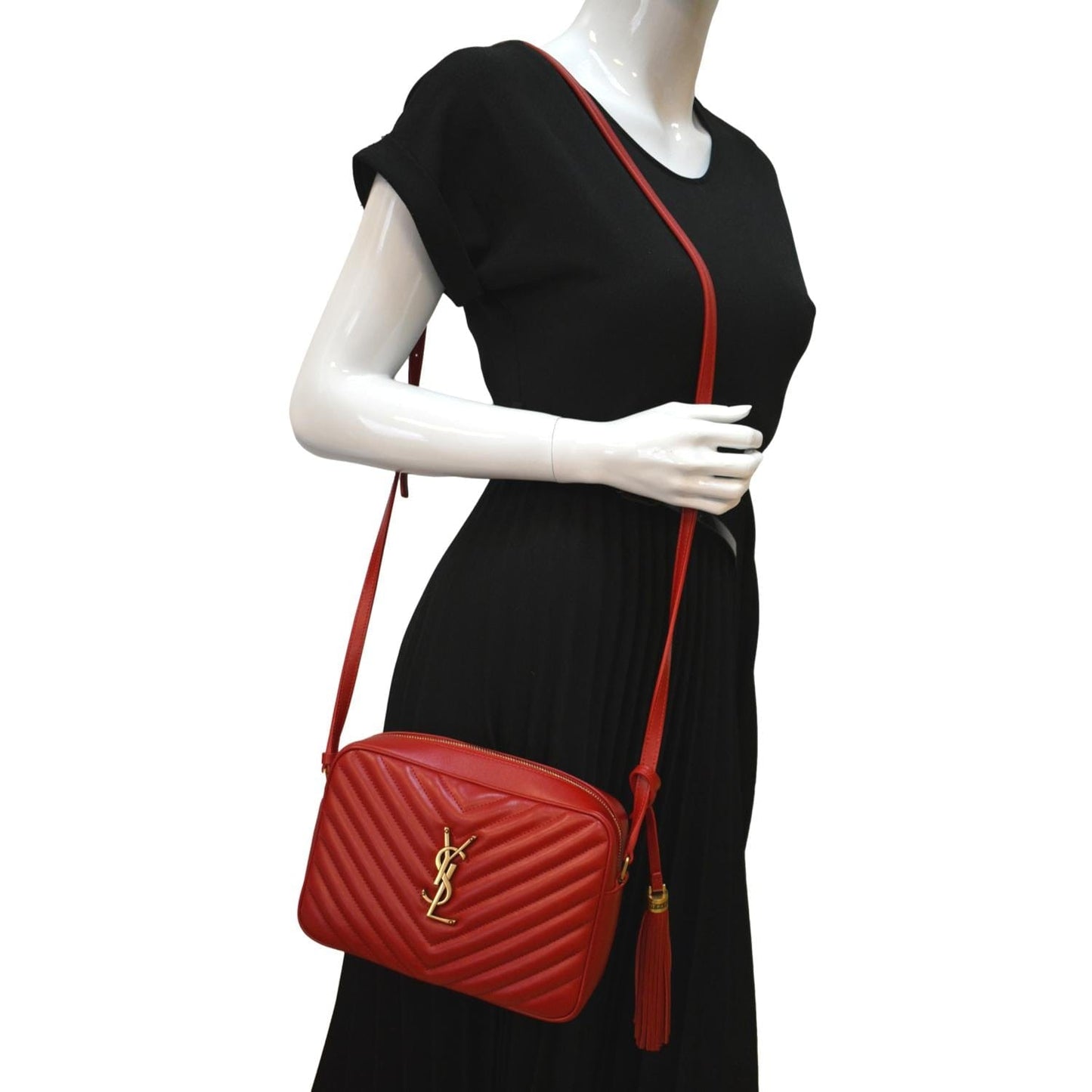 Saint Laurent Lou Leather Red Crossbody Style 4