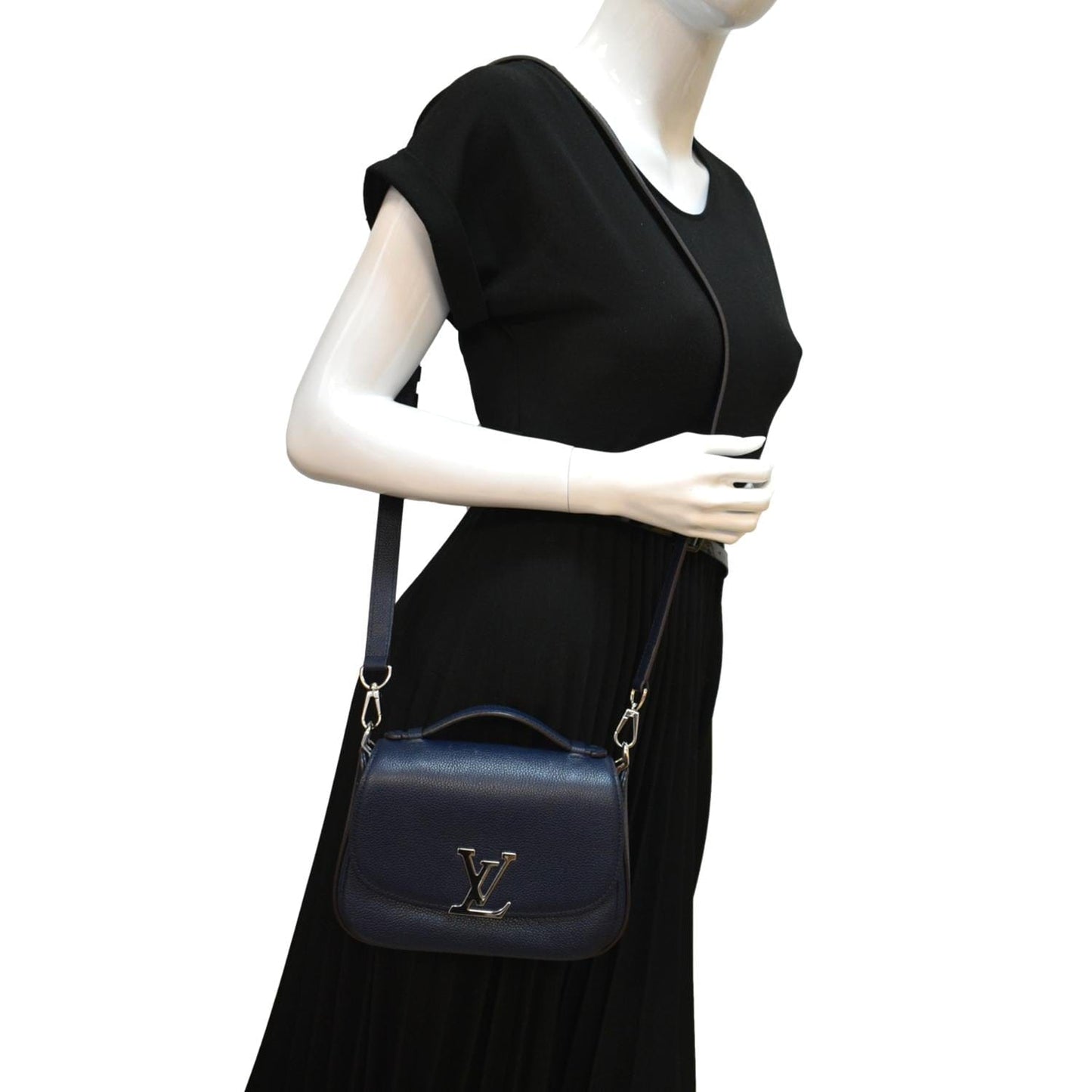 LOUIS VUITTON Vivienne NM Grained Calfskin Leather Shoulder Bag Blue