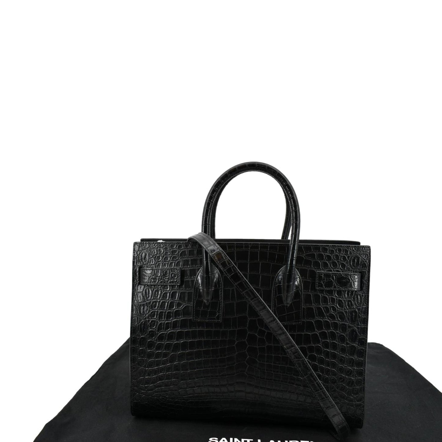 Saint Laurent Sac De Jour Crocodile Black Handbag Crocodile