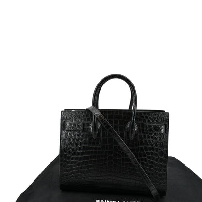 Saint Laurent Sac De Jour Crocodile Black Handbag Crocodile