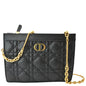 CHRISTIAN DIOR Caro Cannage Calfskin Zipped Pouch Black