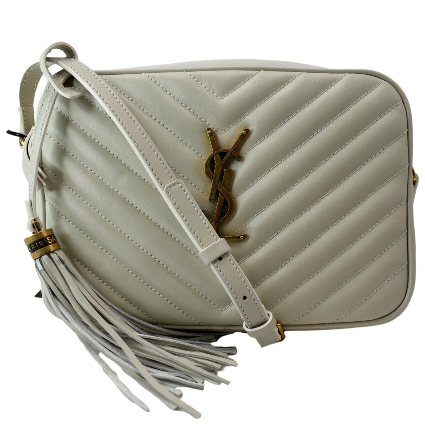 Saint Laurent Lou Leather White Crossbody Leather