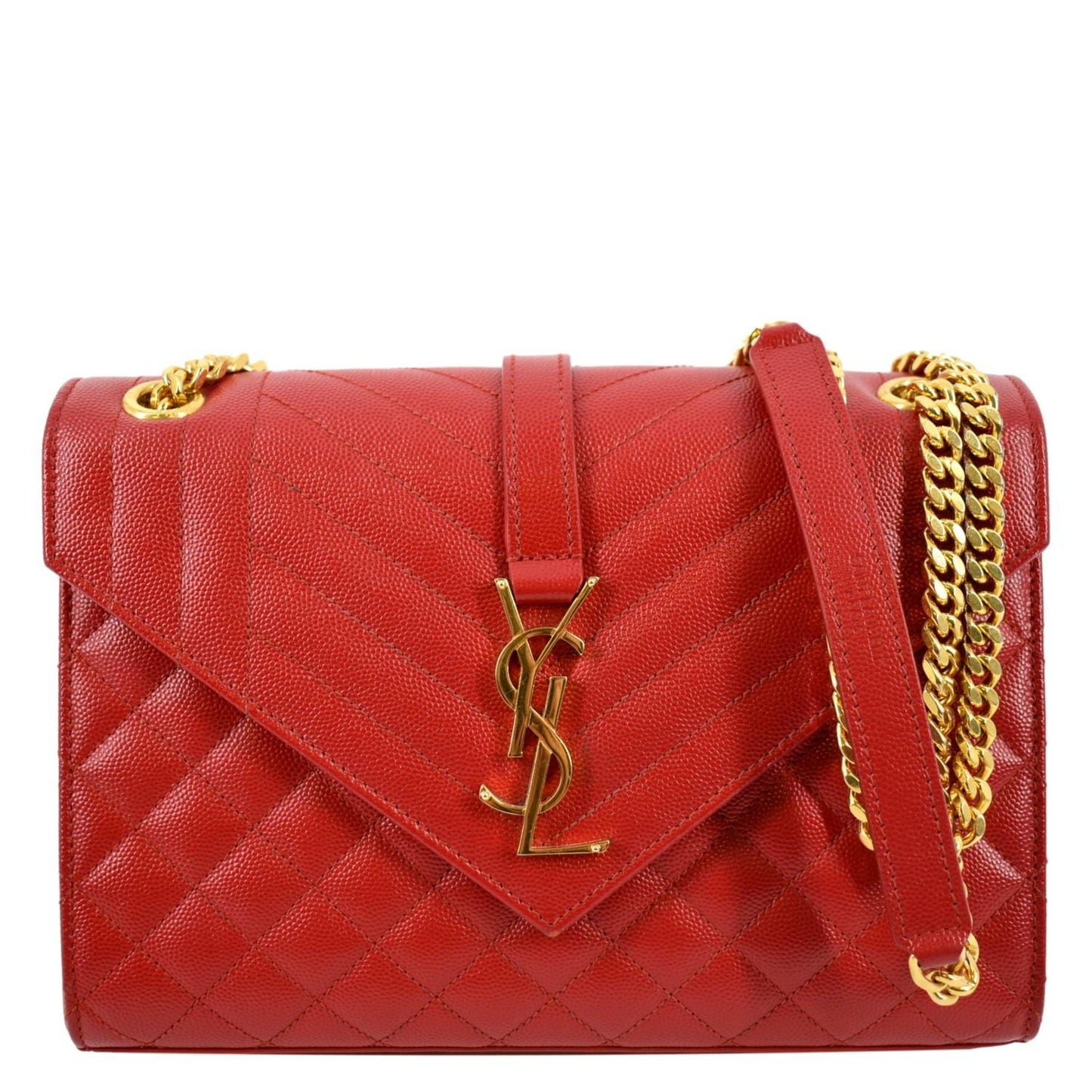 Saint Laurent Envelope Leather Red Shoulder Bag Style 9