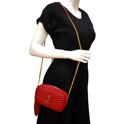 Saint Laurent Lou Leather Red Crossbody Style 10