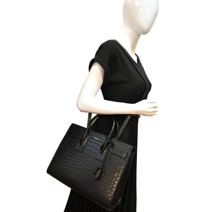 Saint Laurent Sac De Jour Crocodile Black Handbag Crocodile
