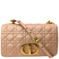 CHRISTIAN DIOR Medium Caro Iridescent Leather Shoulder Bag Metallic Pink