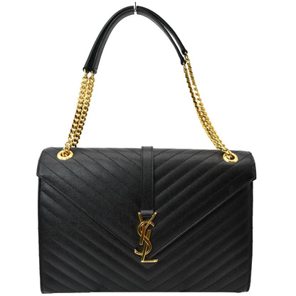 Saint Laurent Envelope Matelassé Black Shoulder Bag Matelassé