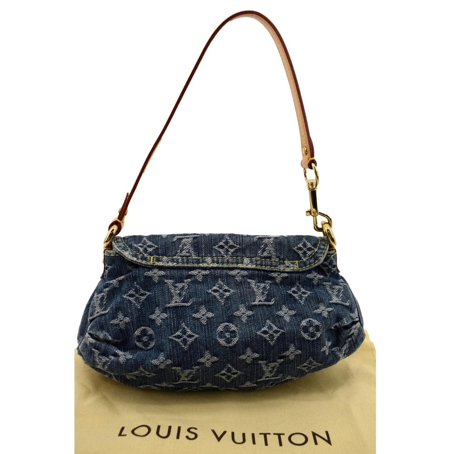 LOUIS VUITTON Mini Pleaty Monogram Denim Shoulder Handbag Blue