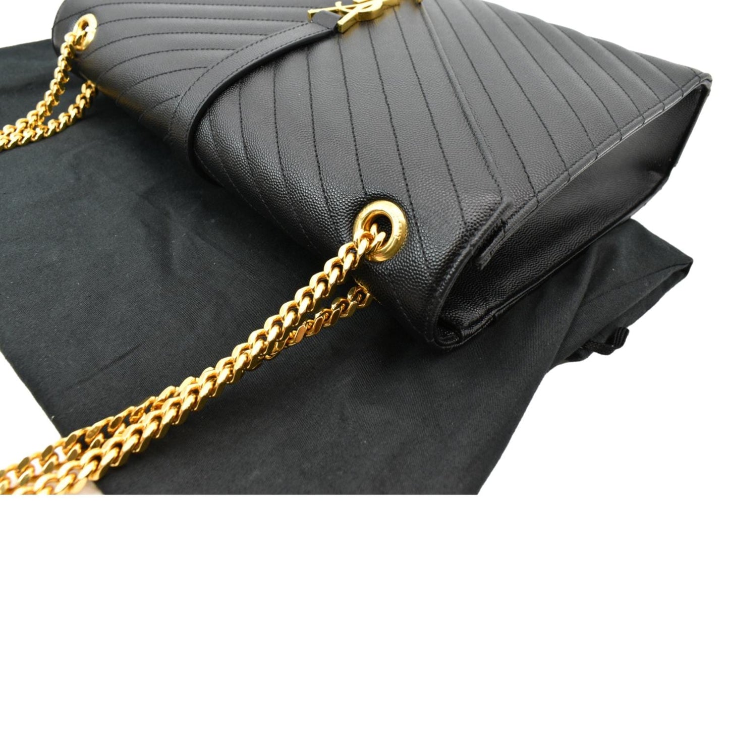 Saint Laurent Envelope Matelassé Black Shoulder Bag Matelassé