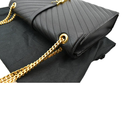 Saint Laurent Envelope Matelassé Black Shoulder Bag Matelassé