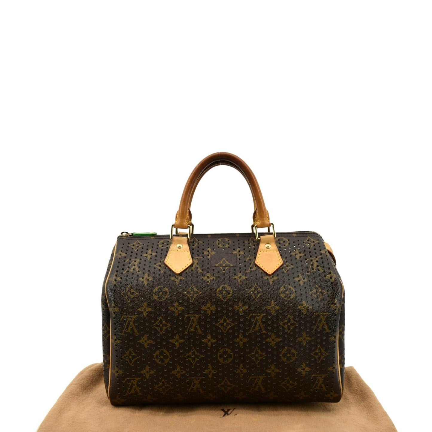 LOUIS VUITTON Monogram Perforated Satchel Bag Brown