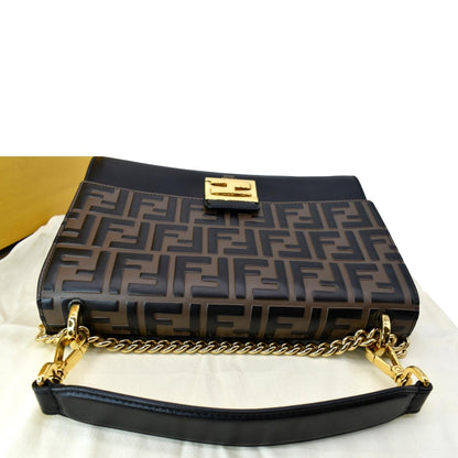 Fendi Kan I Leather Brown Crossbody Leather