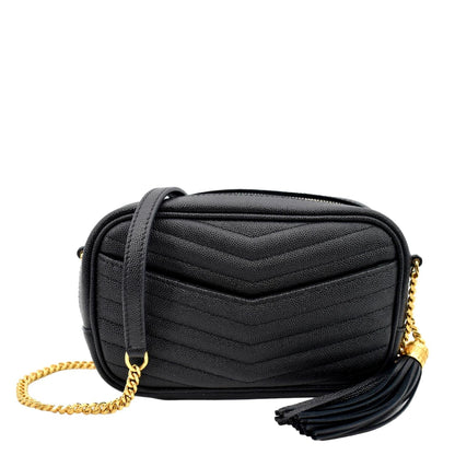 Saint Laurent Lou Leather Black Crossbody Style 22
