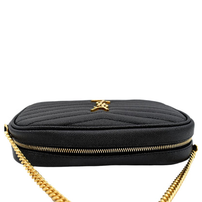 Saint Laurent Lou Leather Black Crossbody Style 22