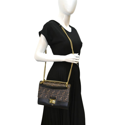 Fendi Kan I Leather Brown Crossbody Leather