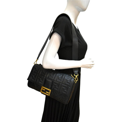 Fendi Baguette Leather Black Shoulder Bag Leather