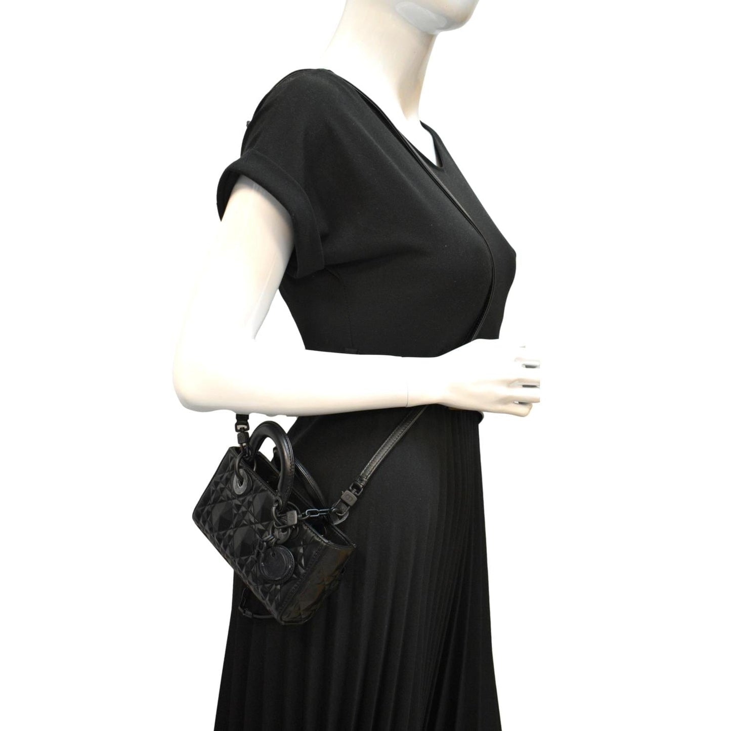 Christian Dior Lady D-Joy Diamond Motif Chain Shoulder Bag Black