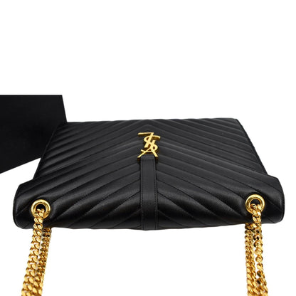 Saint Laurent Envelope Matelassé Black Shoulder Bag Style 2