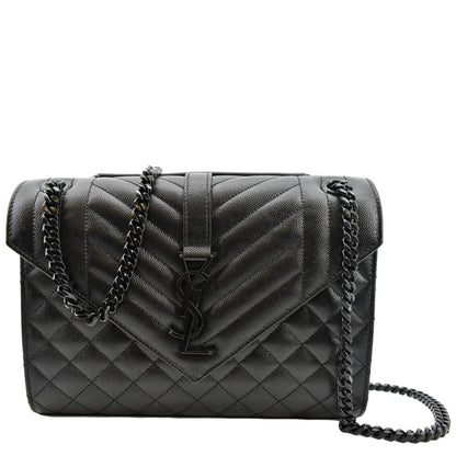 Saint Laurent Envelope Leather Black Shoulder Bag Style 12