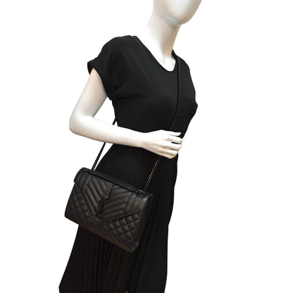 Saint Laurent Envelope Leather Black Shoulder Bag Style 12