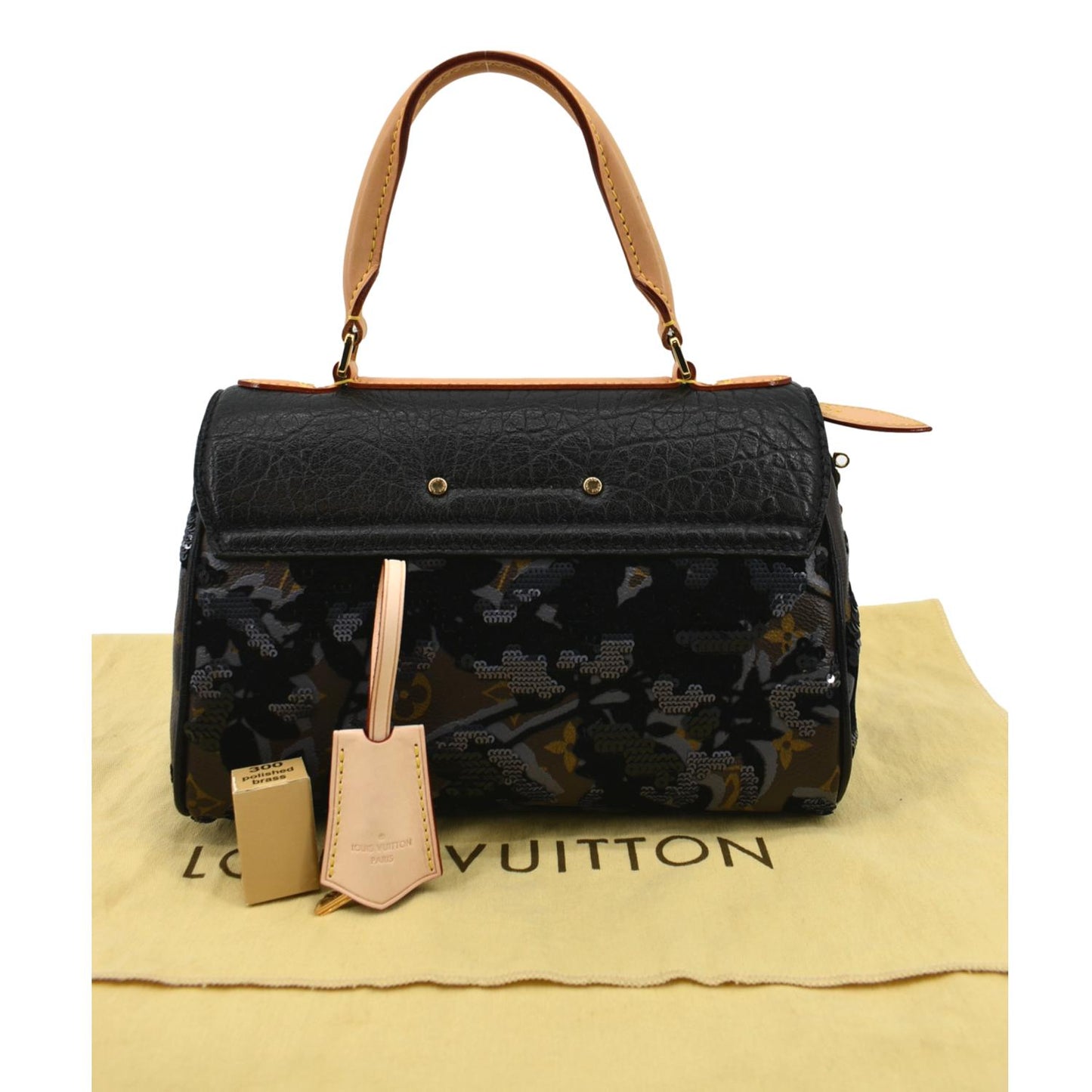 LOUIS VUITTON Fleur De Jais Carro l Monogram Leather Satchel Bag Black