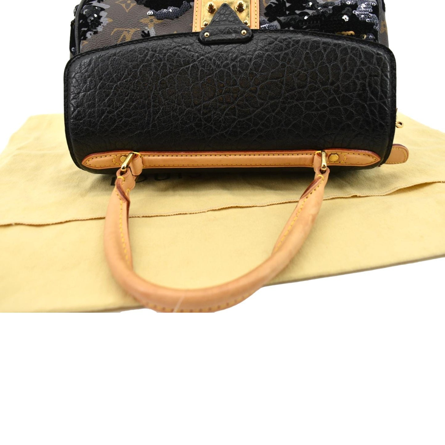 LOUIS VUITTON Fleur De Jais Carro l Monogram Leather Satchel Bag Black