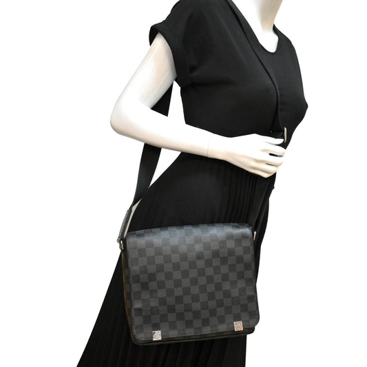 LOUIS VUITTON District PM Damier Graphite Messenger Bag Black