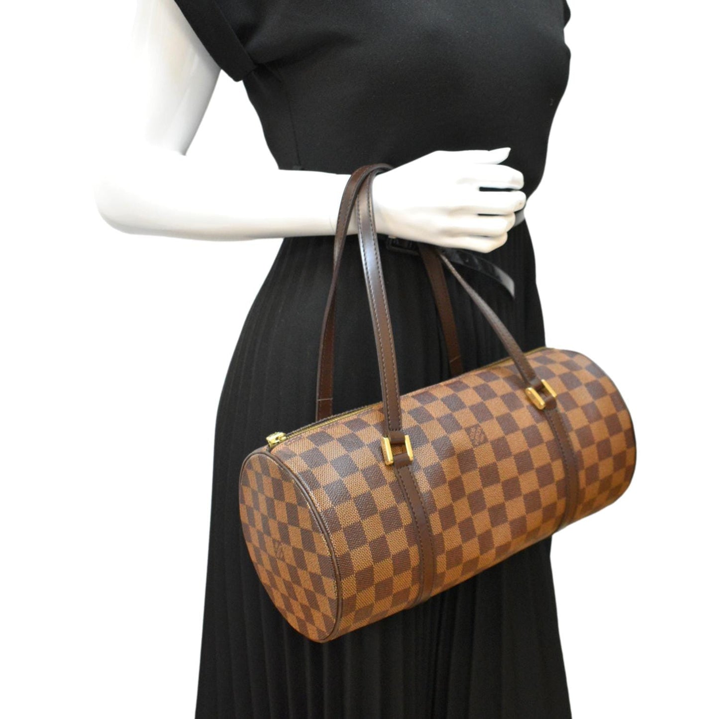 LOUIS VUITTON Papillon Damier Ebene Shoulder Bag Brown