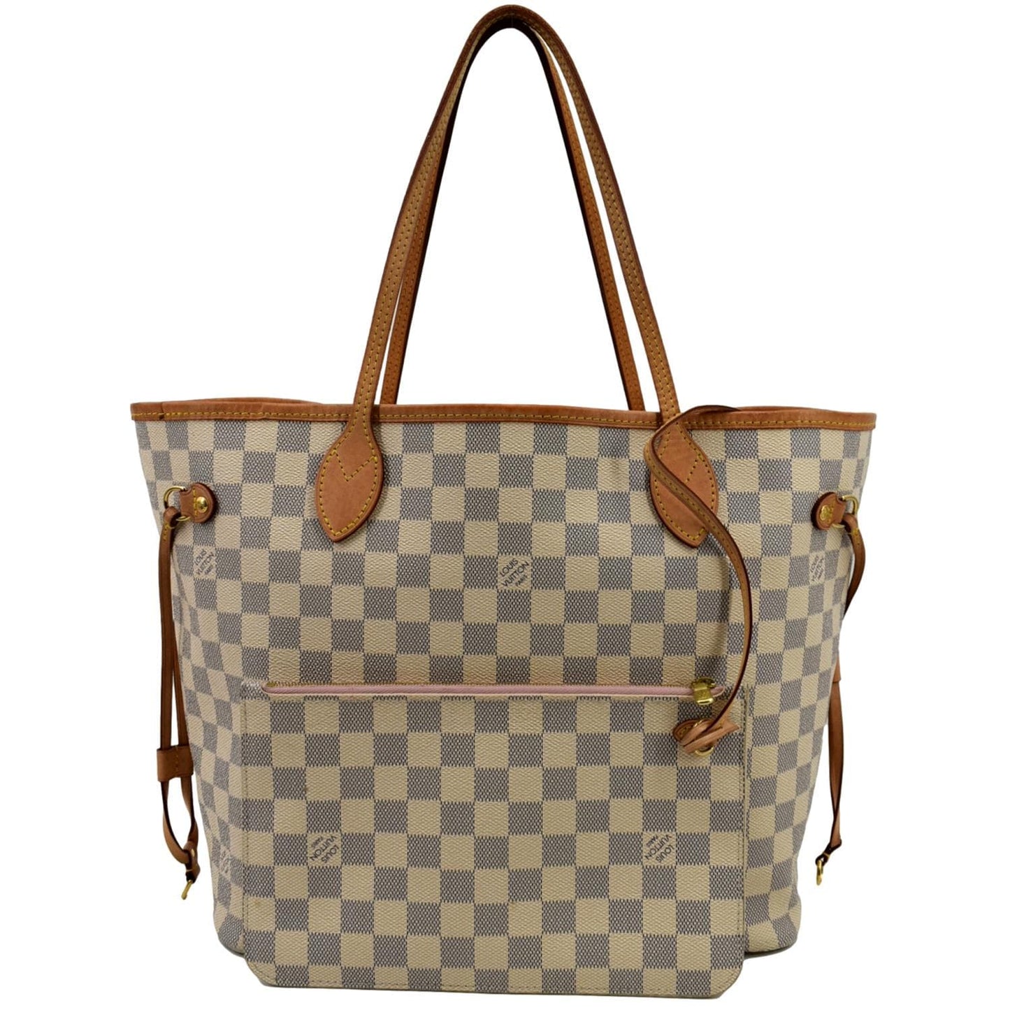 LOUIS VUITTON Neverfull MM Damier Azur Tote Bag White -