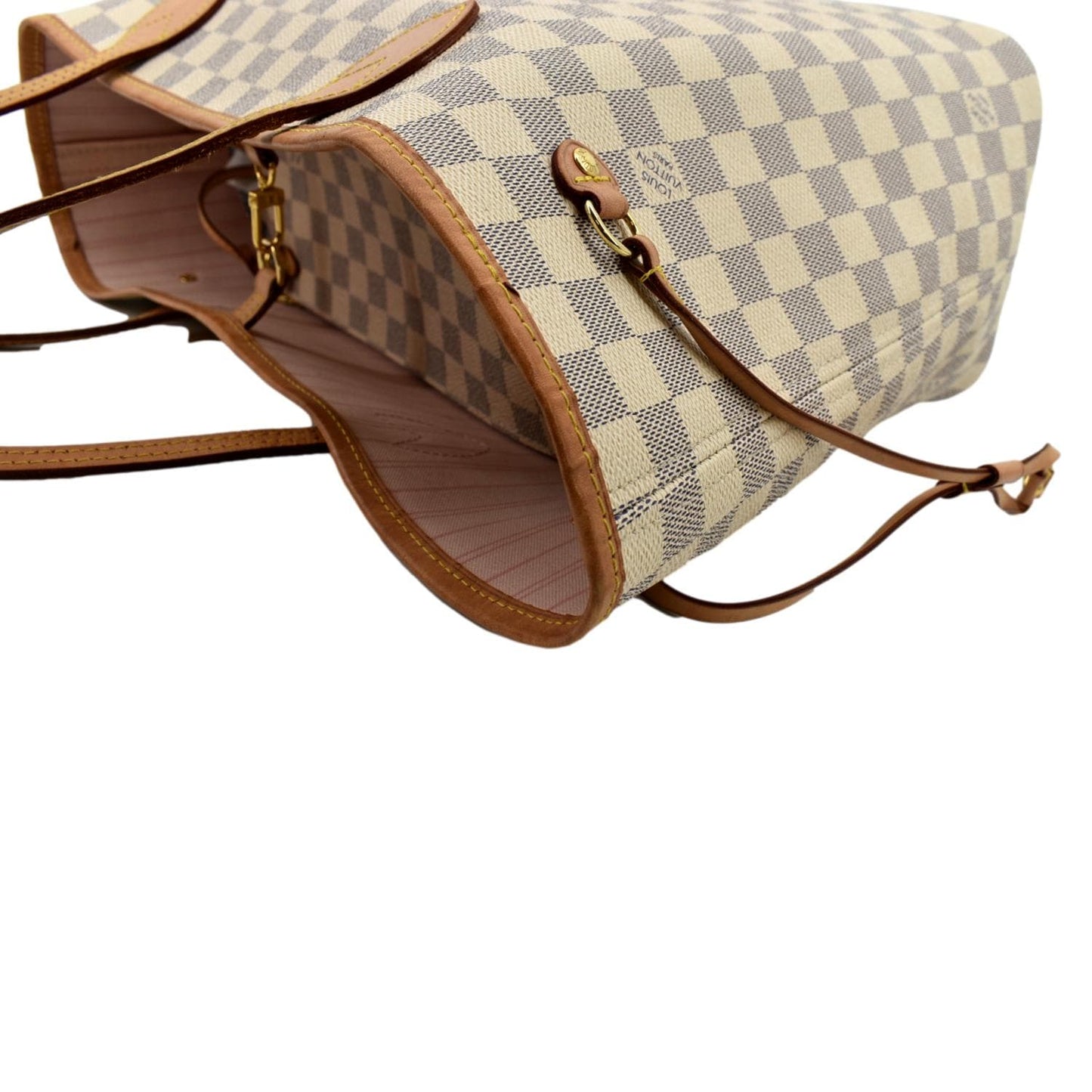 LOUIS VUITTON Neverfull MM Damier Azur Tote Bag White -